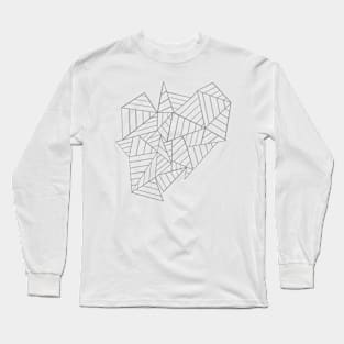 Abstract Lines New Grey with Yellow Long Sleeve T-Shirt